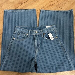 GAP Blue Vertical-Stripe Wide Leg Jeans
